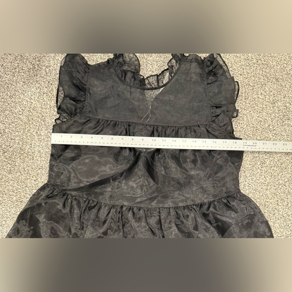 Mud Pie Black Sheer Ruffle Sleeve Tired Babydoll Whimsigoth Holiday Mini Dress - Picture 12 of 14